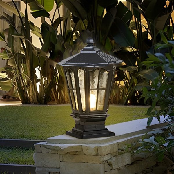 Retro Pavilion Shape Waterproof LED Solar Powered Fence Post Lights - Image 5