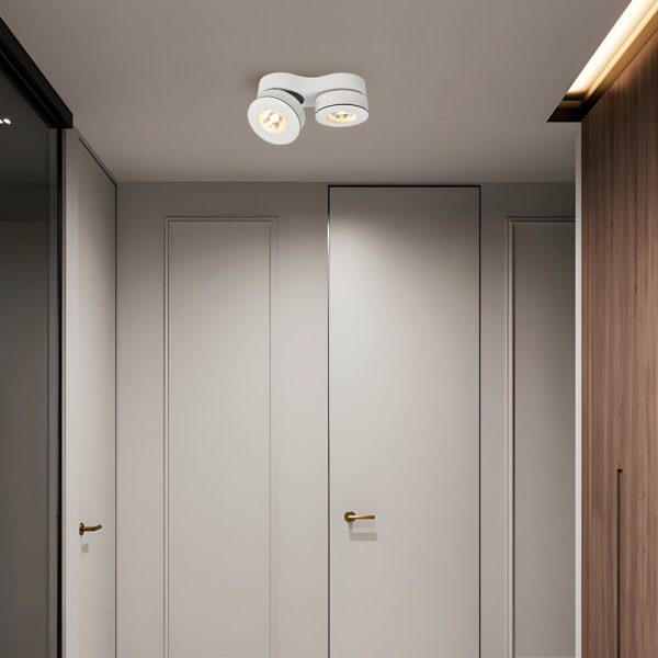 Modern Double Head Rotating Folding Ceiling-Mounted Spotlight in Black/White - Image 5