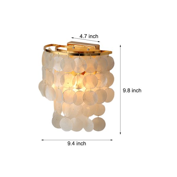 Gold/Chrome Coastal Capiz Shell Wall Sconce LED Metallic Bedside Wall Lighting - Image 5
