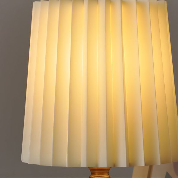 Wood Column Table Lamp with Pleated Empire Lampshade - Image 5