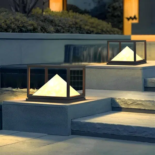 Square Mountain LED Waterproof IP65 Black Modern Solar Pillar Lights - Image 5