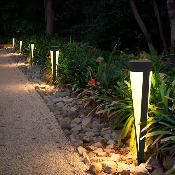 Round Outdoor Waterproof LED Gray Modern Solar Outdoor Lights Lawn Lamp - Image 6