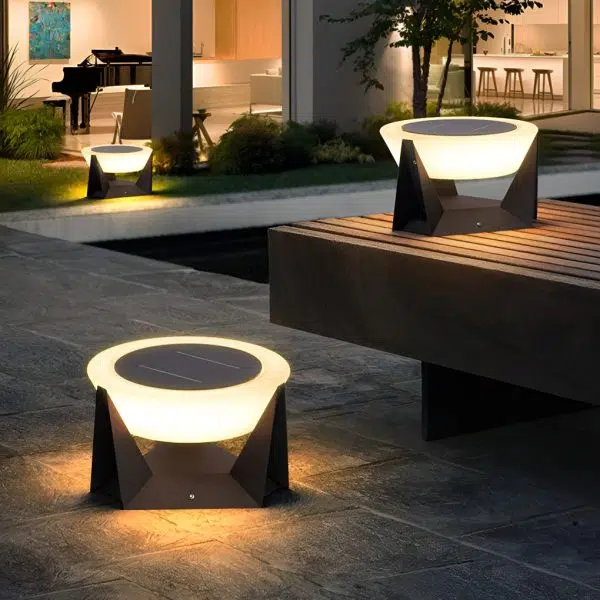 Waterproof LED Gray Modern Outdoor Solar Deck Post Lights Pillar Light - Image 3