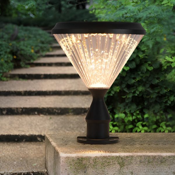 Round Waterproof Light Control LED Black Modern Solar Outdoor Lights - Image 2