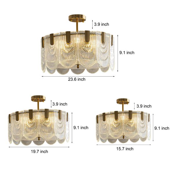 Round French Court Style Glass Three Step Dimming Modern Chandeliers - Image 6