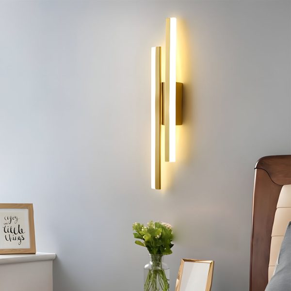 Modern 2-Light Linear LED Wall Lamp with 3-Step Dimming - Black/Gold Wall Sconce - Image 4