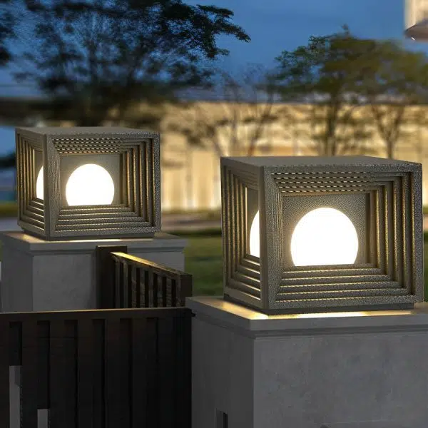 Waterproof Square Creative LED Black Modern Solar Fence Post Lights - Image 4