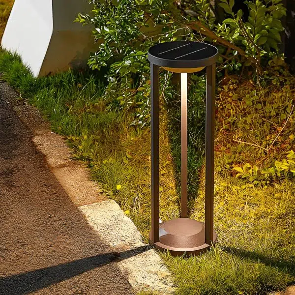 Adjustable Brightness LED Solar Path Lights Outdoor Black Modern Lawn Lamp - Image 2