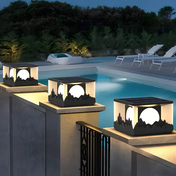 Mountain Scenery Design Waterproof LED Modern Solar Fence Post Lights - Image 2