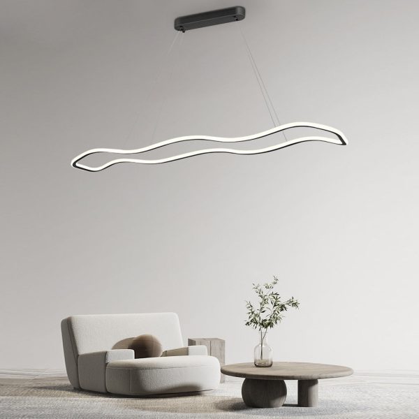 Long Waves Circular Design LED Nordic Hanging Ceiling Light Chandelier - Image 4
