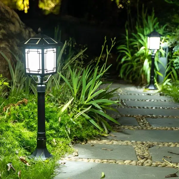 Ancient House Style Solar LED Post Light with 3-Step Dimming Durable Outdoor Lamp - Image 5