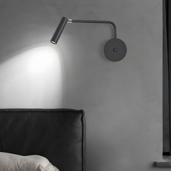 Black/White Tube LED Swing Arm Wall Light Adjustable Wall-Mounted Spotlight Bedroom Sconce Lamp - Image 2