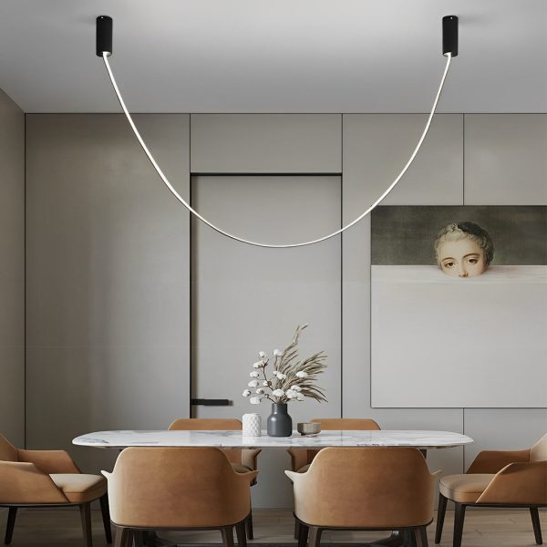 Flexible Long Art Leather Belts Minimalist Duplex Staircase Chandelier - Image 4