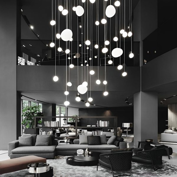 Creative Glass Round Ball LED White Modern Pendant Light Hanging Lamp - Image 5
