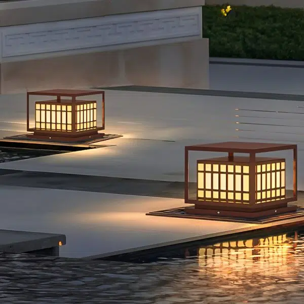 Square LED Waterproof Brown Modern Outdoor Deck Post Lights Pillar Light - Image 5