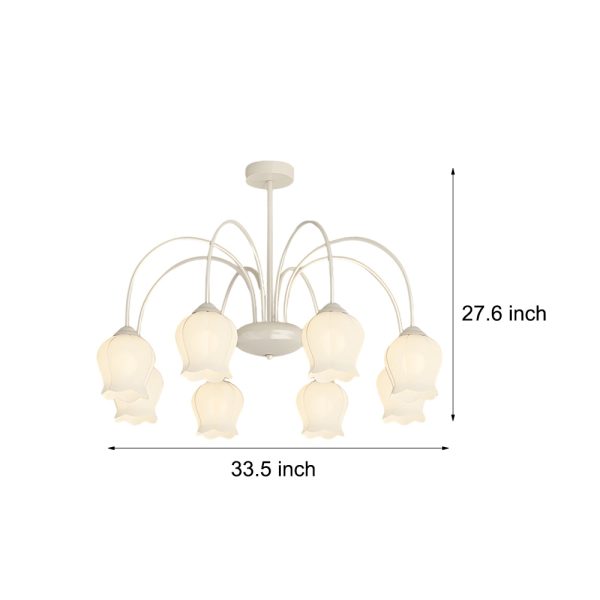 8 Heads Pastoral Bell Orchid Flowers 3 Step Dimming French Style Chandelier - Image 5