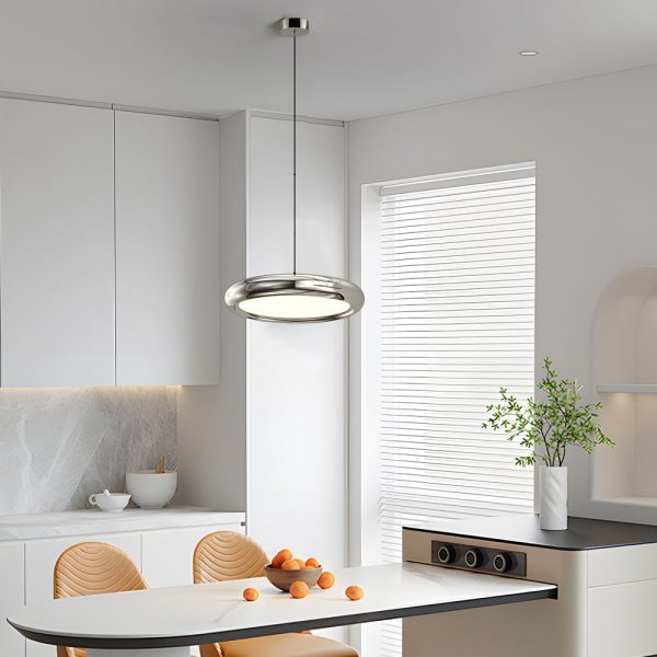 Modern 1/3-Light Black/chrome Round Metallic LED Pendant Light - Image 4