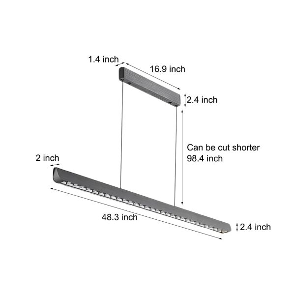 Long Linear Brushed Aluminum LED Island Pendant Lamp - Image 6