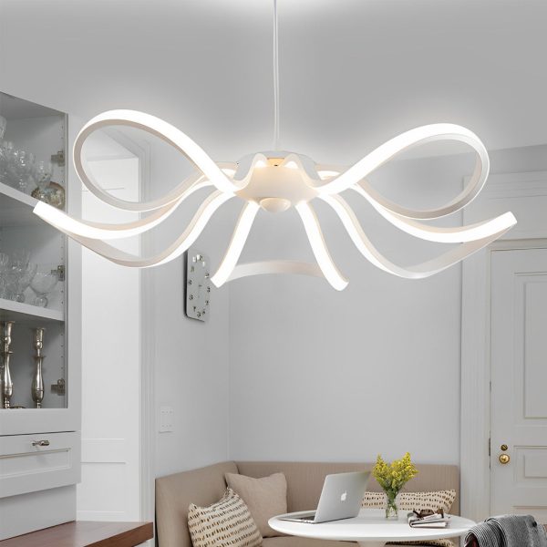 Curves Flower Petals Stepless Dimming White Nordic LED Chandelier - Image 7