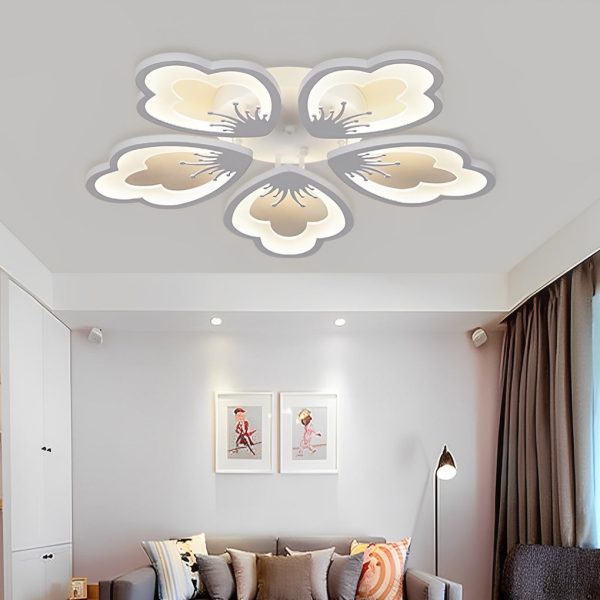 Flower Shaped Dimmable LED White Nordic Chandelier Light Flush Mount Lighting - Image 6