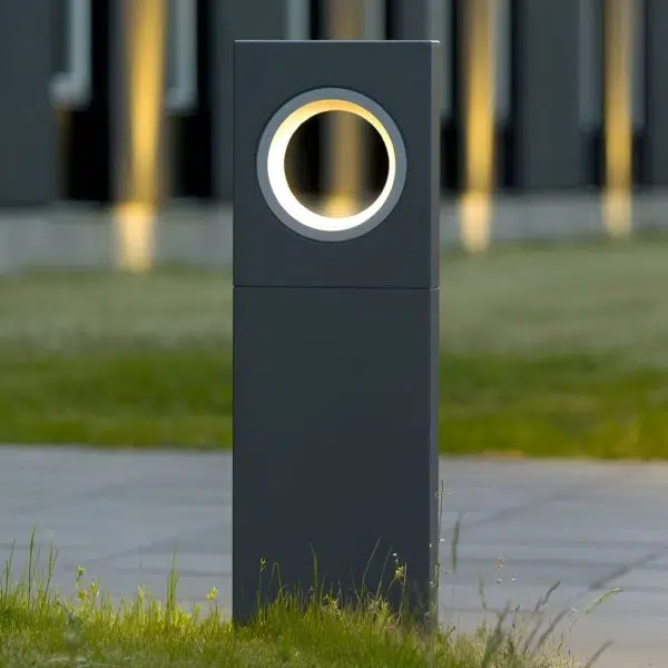 Sleek Black Modern Outdoor Pathway Light with Unique Round Hole Feature - Image 2