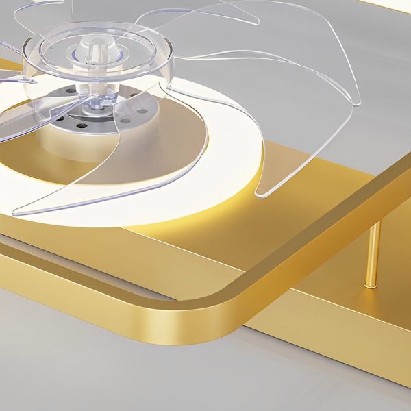 Creative Rectangular 3 Step Dimming Nordic Bladeless Ceiling Fan Lamp with 2 Fans - Image 7