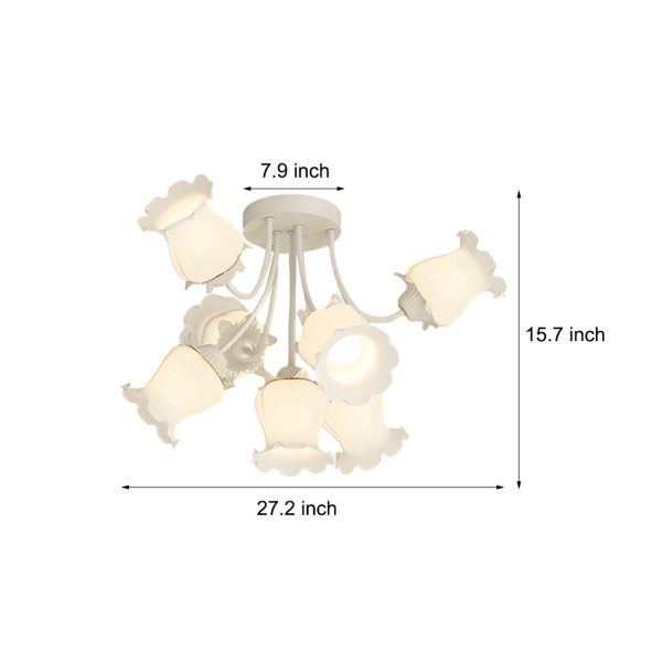 7 Heads White Flowers 3 Step Dimming Creative Modern Ceiling Light Fixture - Image 7