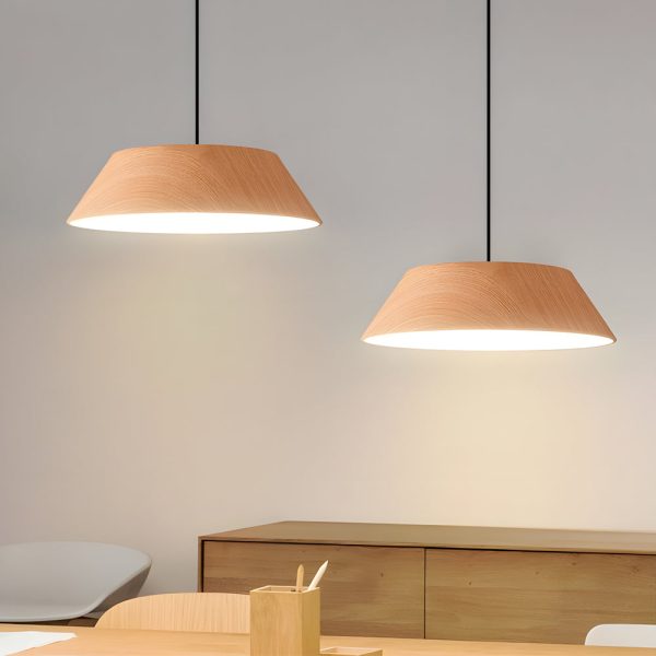 15.74-Inch Round Wood Japanese Style LED Pendant Light - Image 4