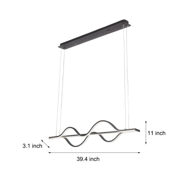 Simple Long Waves Lines 3 Step Dimming Modern Dining Room Chandeliers - Image 6