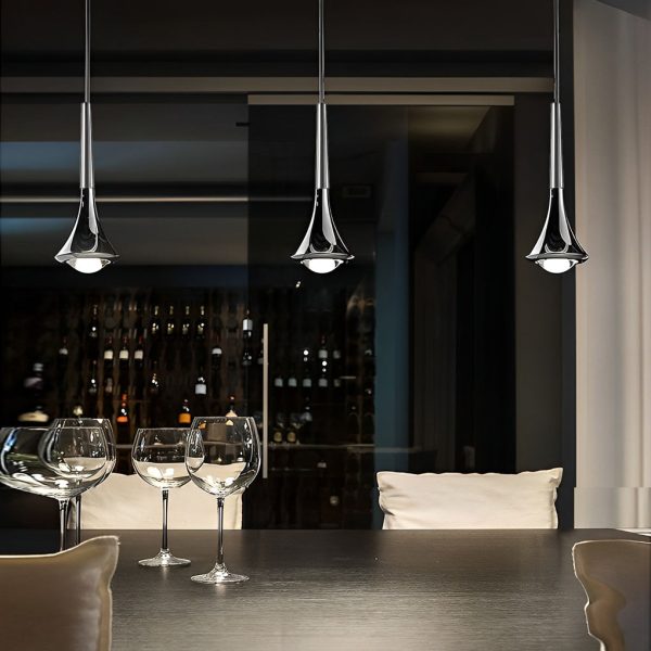 1-Light Water Drop Metal LED Nordic Staircase Pendant Lights Small Chandelier - Image 4