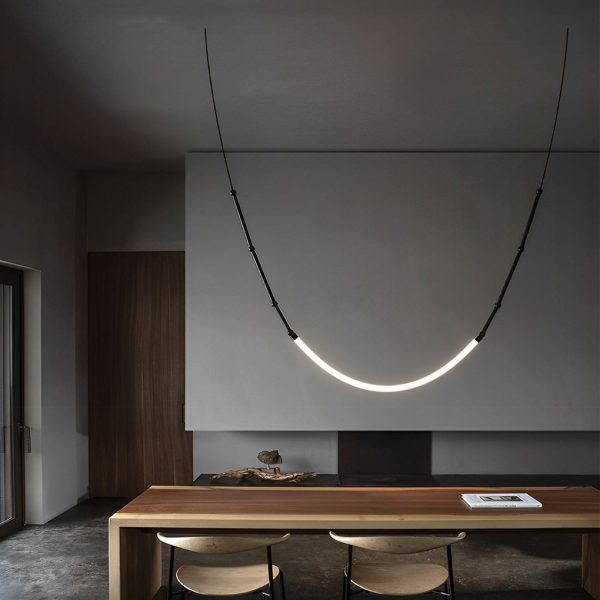 Adjustable Minimalist Line Bamboo Knots Modern Staircase Chandelier - Image 2