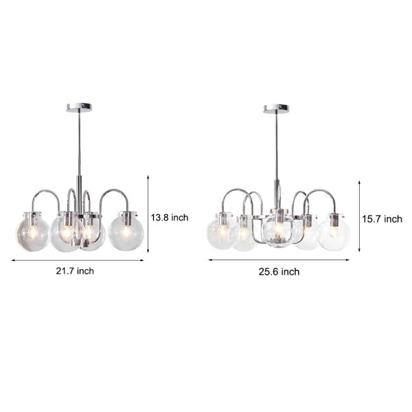 4/5 Lights Glass Ball Curved Iron Lamp Arm Nordic Chandelier Pendant Lights - Image 5