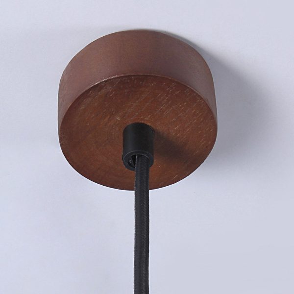 Double Glass Lampshade Creative Wood Brown Nordic Pendant Lights Fixture - Image 6