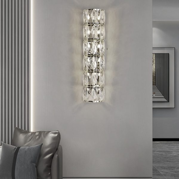 Cylindrical Crystal Three Step Dimming Light LED Modern Wall Sconces Lighting