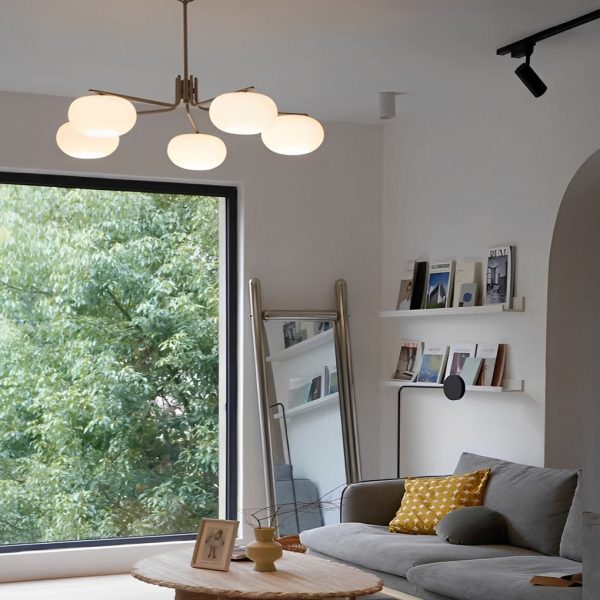 5 Lights Glass Three Step Dimming Light LED Nordic Chandelier Hanging Lamp - Image 4