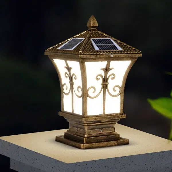 Vintage Pattern Waterproof Automatic Solar Powered Fence Post Lights - Image 3