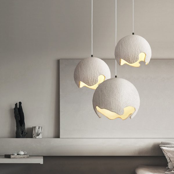 Irregular Ball Creative Ins Creamy White Japanese Style Chandelier Light - Image 6