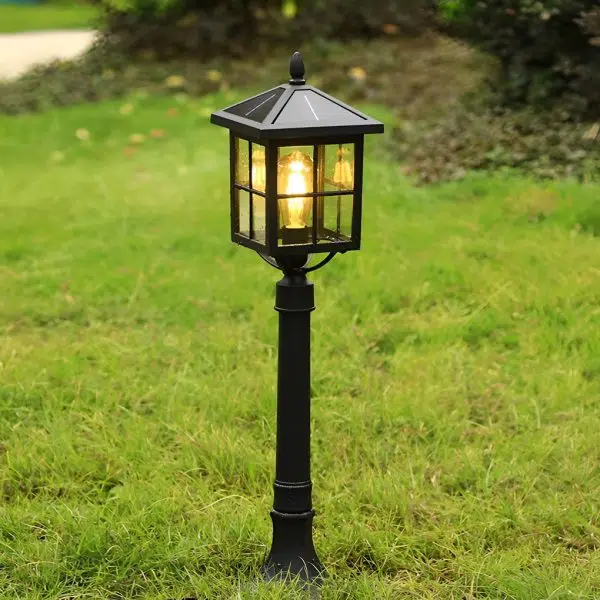 Retro Black Solar & Hardwired Outdoor Pavilion-Inspired Lawn Lamp - Image 2