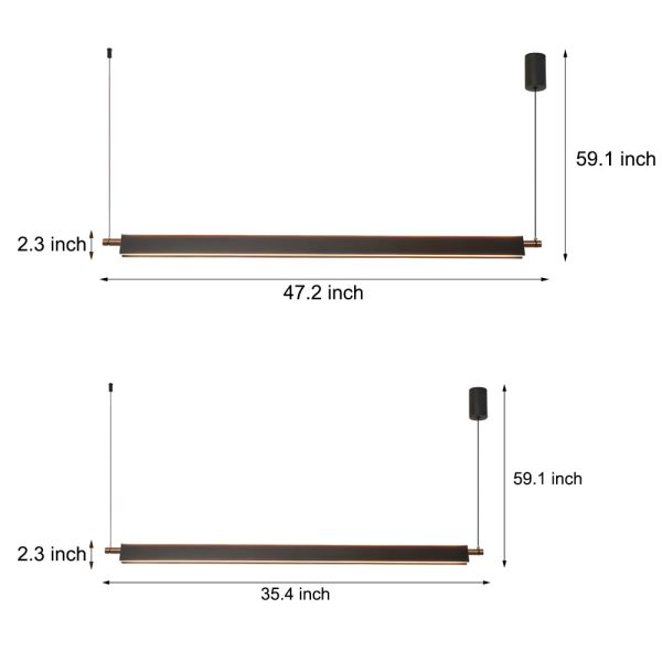 Modern 35.4''/47.2'' Black Aluminum Linear Kitchen Island Light - Image 6
