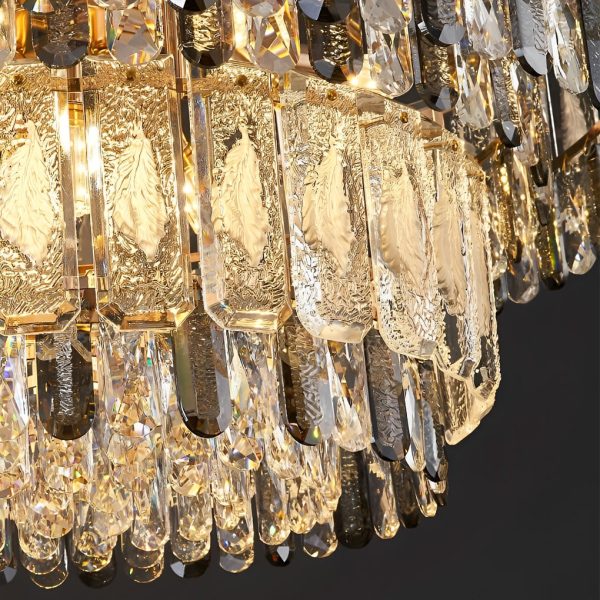 Round Three Step Dimming LED Crystal Strips Postmodern Chandelier Light - Image 4