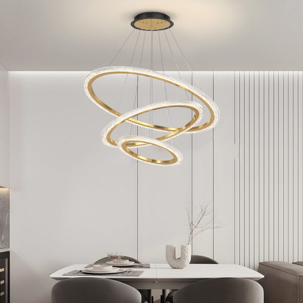 2/3 Rings Adjustable Luxury 3 Step Dimming Modern Chandelier Hanging Lights - Image 4