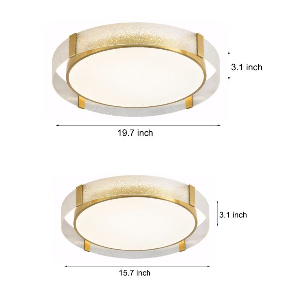 Round Copper Water Ripple Glass Flush Mount Drum Ceiling Light - Image 6