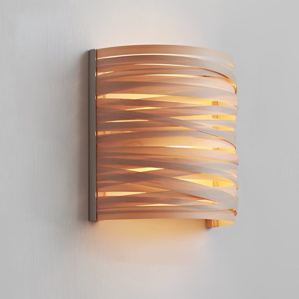 Semi-cylindrical Handmade Wood Decorative Modern Wall Lamp Atmosphere Light - Image 6