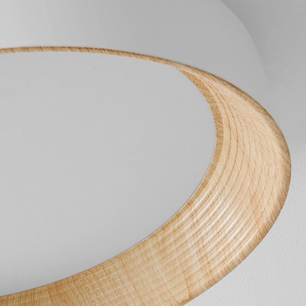 Round Iron Three Step Dimming Modern Wood Texture LED Ceiling Lights Fixture - Image 5