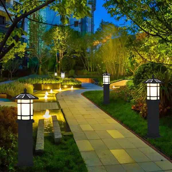 Modern Solar LED Lawn Lamp with Ancient Asian Style Top Waterproof Outdoor Light - Image 7
