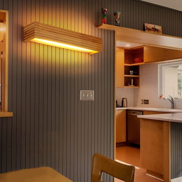 Wood Rectangular Waterproof LED Nordic Wall Sconce Lighting Mirror Light - Image 4