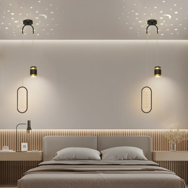 Round Oval Creative Starry Projection 3 Step Dimming Nordic Pendant Lights - Image 3