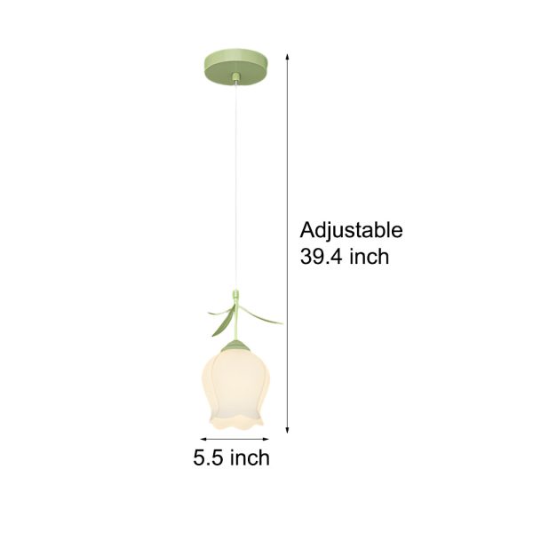 Bell Orchid Flowers Three Step Dimming Green Modern Pendant Lights Fixture - Image 4
