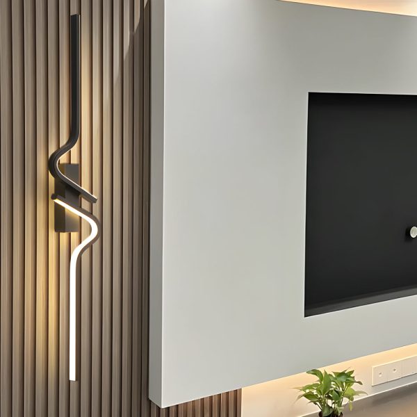 Minimalist Long Wave Aluminum Black Decorative LED Wall Lamp - Image 5