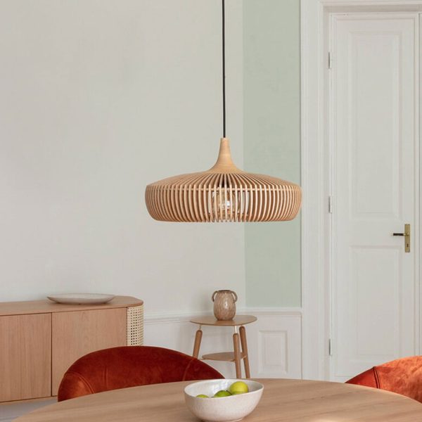 Nordic Vintage Wooden Round Dome Lid  1-Light Pendant Light - Image 15